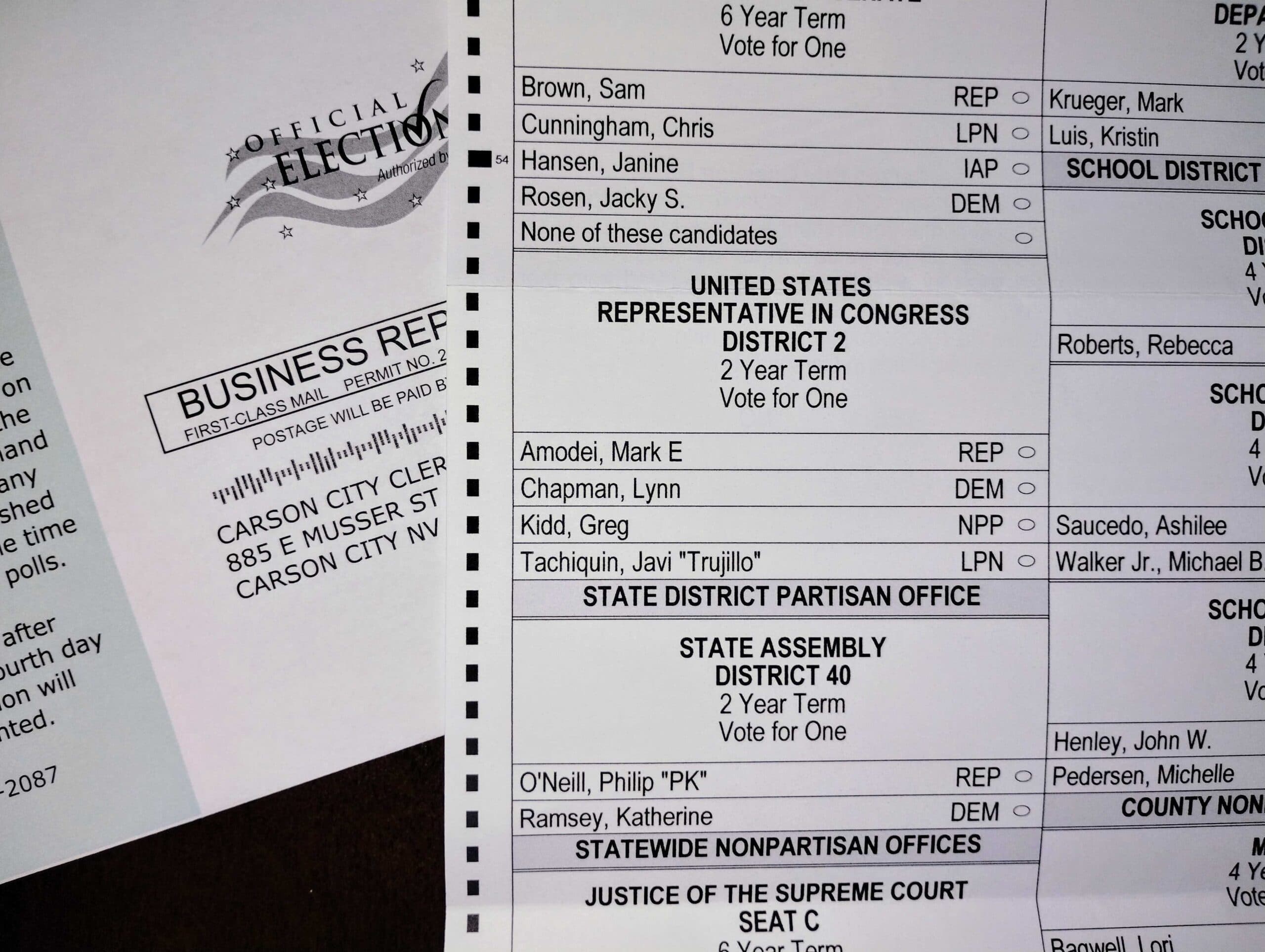 Carson City voters to receive new mail-in ballots following incorrect party designation